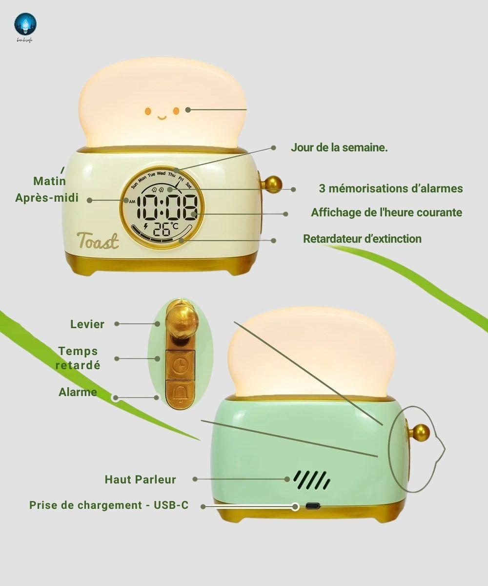 Veilleuse Grille Pain Vert | Clock Alarm | Bambisafe