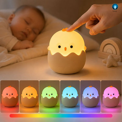 Veilleuse Poussin RGB Rechargeable – Lumière Douce Multicolore pour Bébé