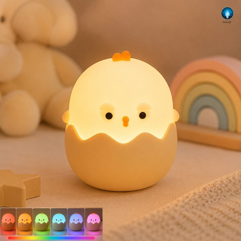Veilleuse Poussin RGB Rechargeable – Lumière Douce Multicolore pour Bébé