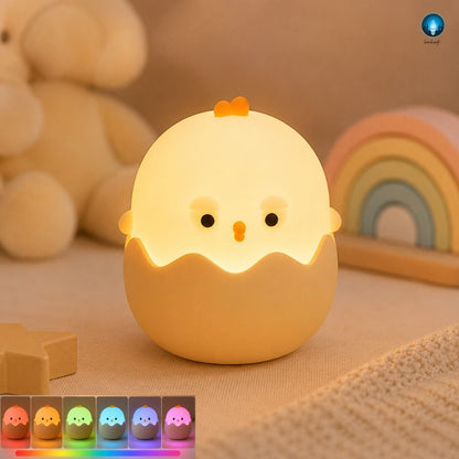 Veilleuse Poussin RGB Rechargeable – Lumière Douce Multicolore pour Bébé