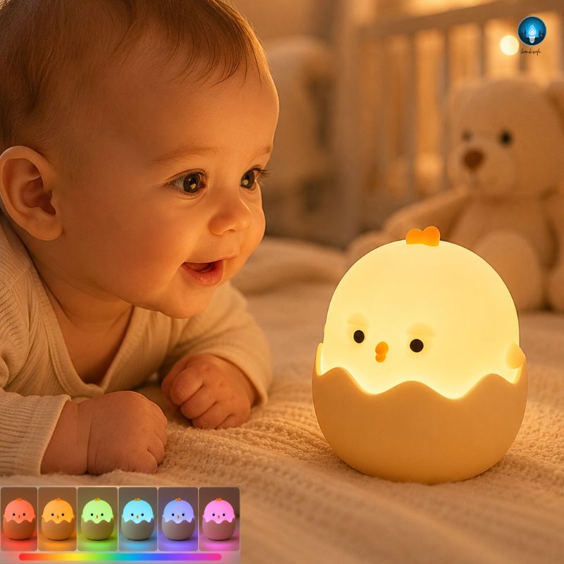 Veilleuse Poussin RGB Rechargeable – Lumière Douce Multicolore pour Bébé