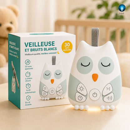 Veilleuse Hibou Bruit Blanc Bébé Rechargeable – 30 Sons Apaisants & Détecteur de Pleurs
